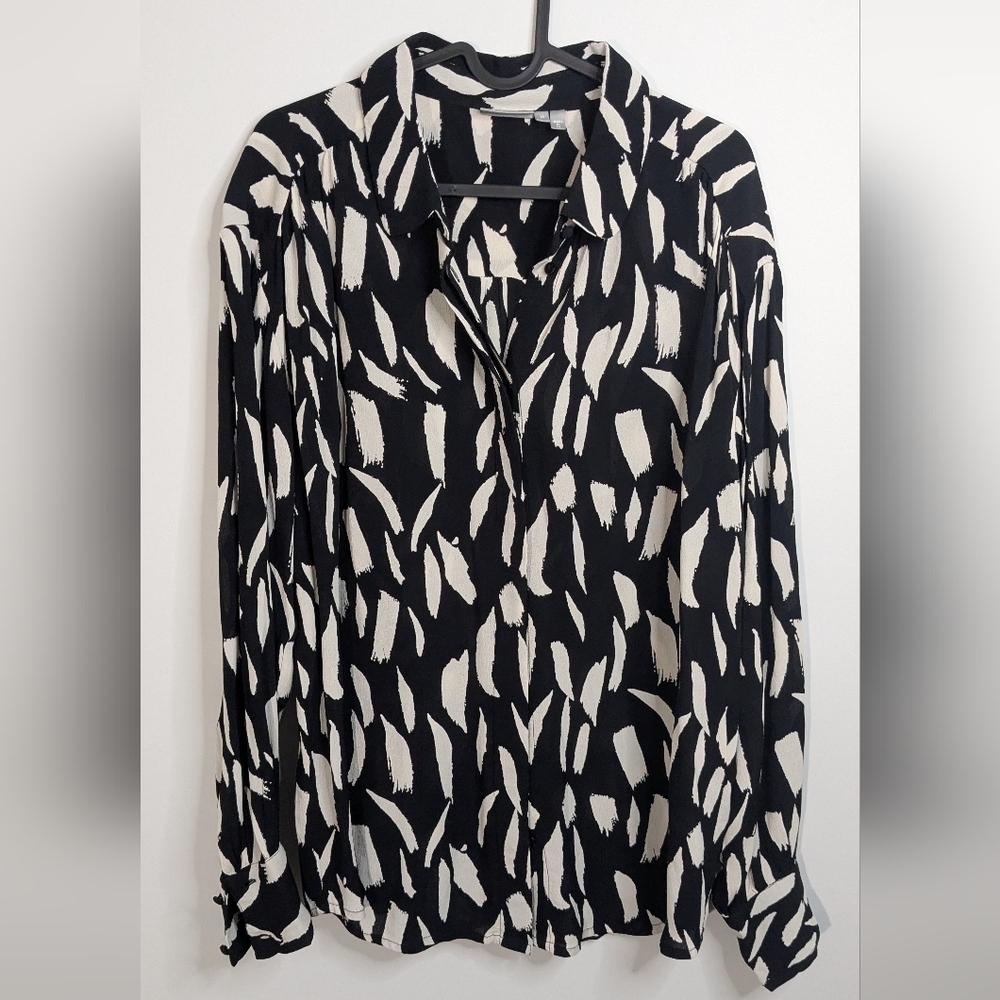 Fransa Geto Abstract Print Blouse - Black and White - size M